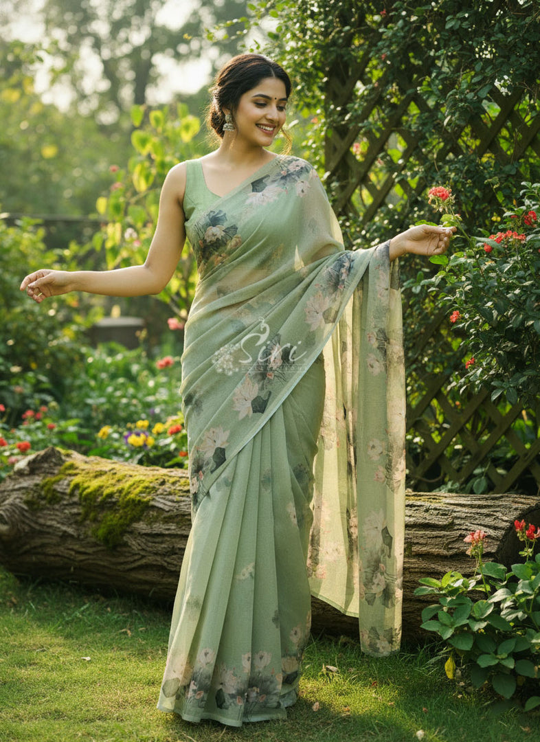 Beautiful Digital Print Premium Soft Siri Chiffon Saree