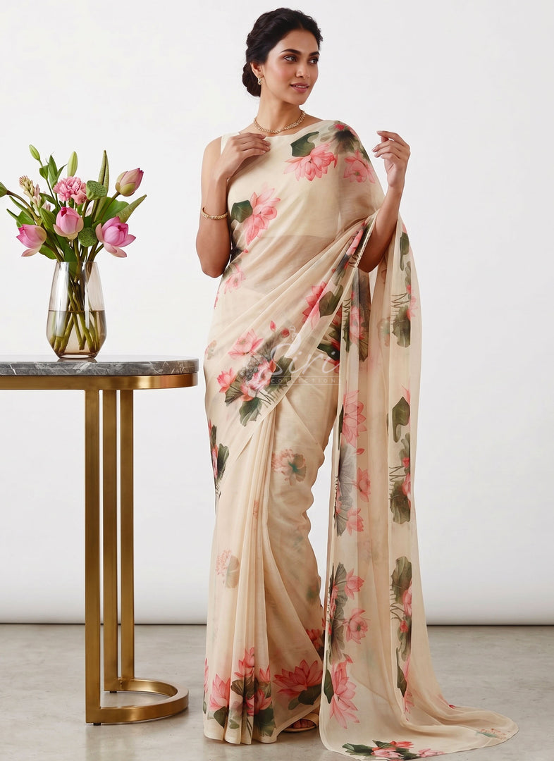 Beautiful Digital Print Premium Soft Siri Chiffon Saree
