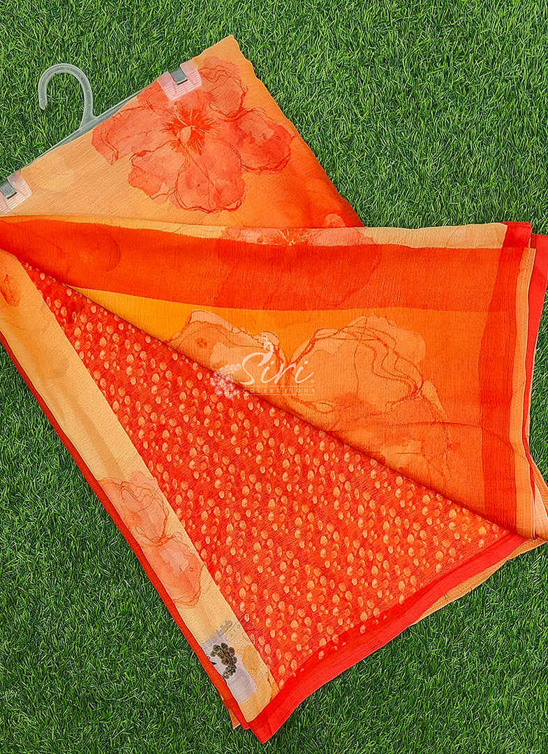 Beautiful Digital Print Soft Siri Chiffon Saree with Blouse