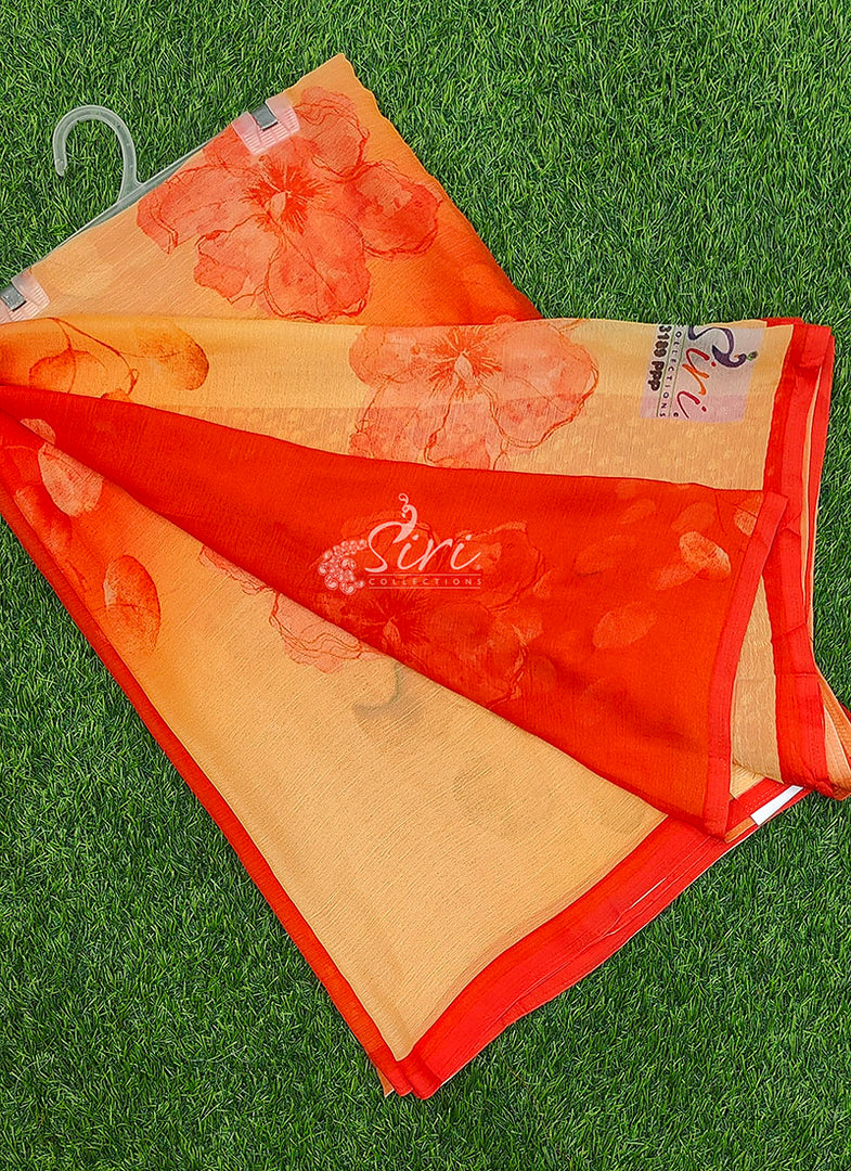 Beautiful Digital Print Soft Siri Chiffon Saree with Blouse