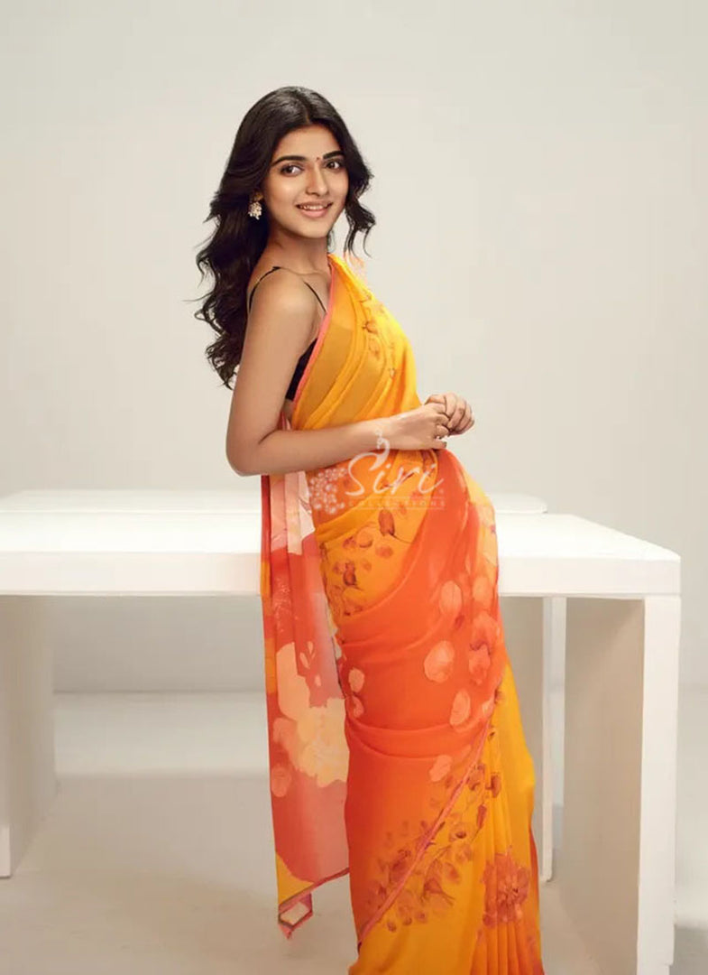 Beautiful Digital Print Soft Siri Chiffon Saree with Blouse