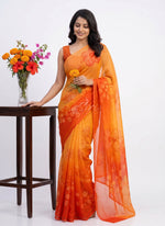 Load image into Gallery viewer, Beautiful Digital Print Soft Siri Chiffon Saree with Blouse