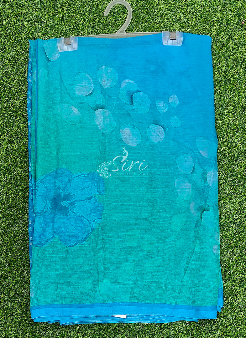 Beautiful Digital Print Soft Siri Chiffon Saree with Blouse