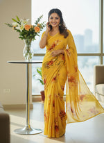 Load image into Gallery viewer, Beautiful Digital Print Premium Soft Siri Chiffon Saree
