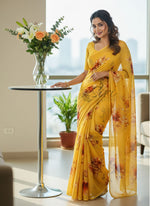 Load image into Gallery viewer, Beautiful Digital Print Premium Soft Siri Chiffon Saree
