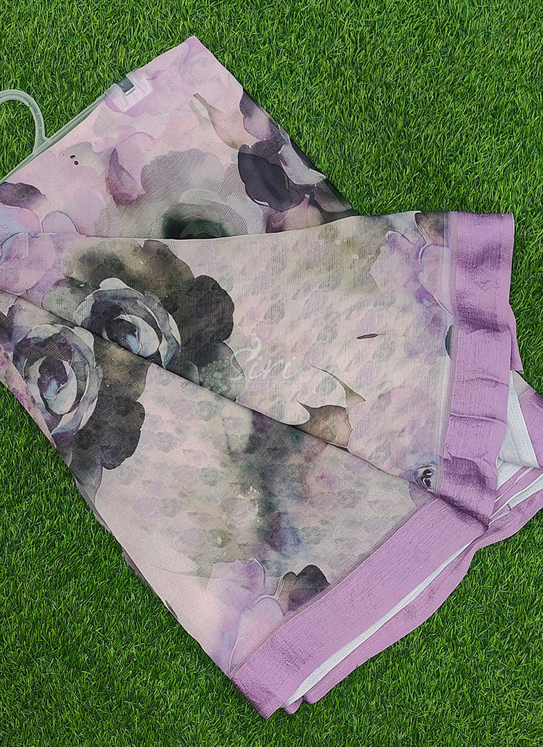 Beautiful Digital Print Soft Siri Chiffon Saree with Blouse