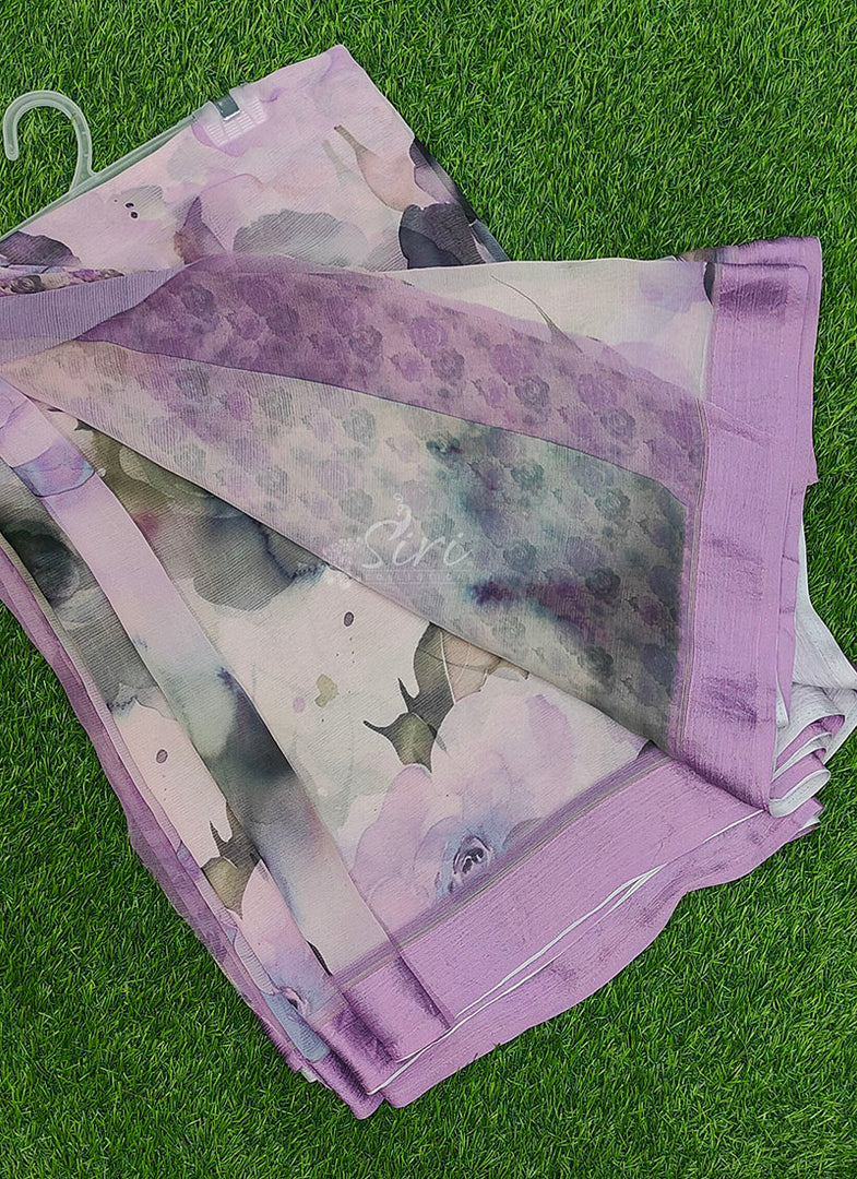 Beautiful Digital Print Soft Siri Chiffon Saree with Blouse