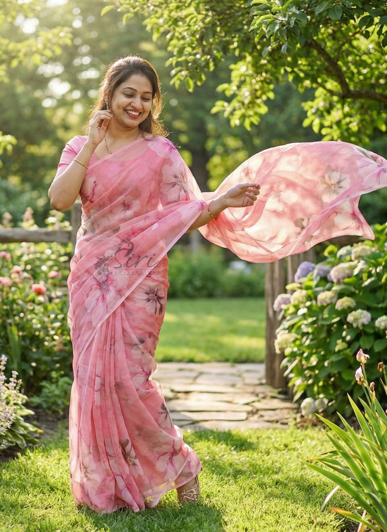 Beautiful Digital Print Premium Soft Siri Chiffon Saree