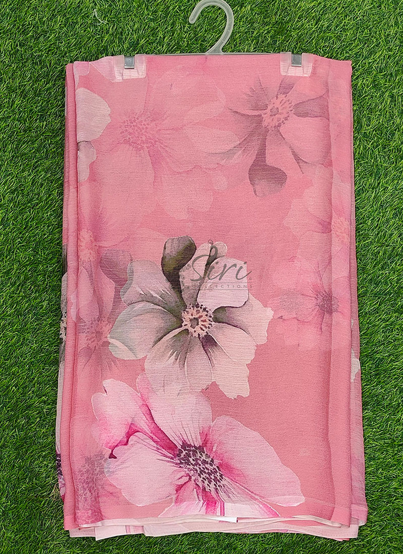 Beautiful Digital Print Premium Soft Siri Chiffon Saree