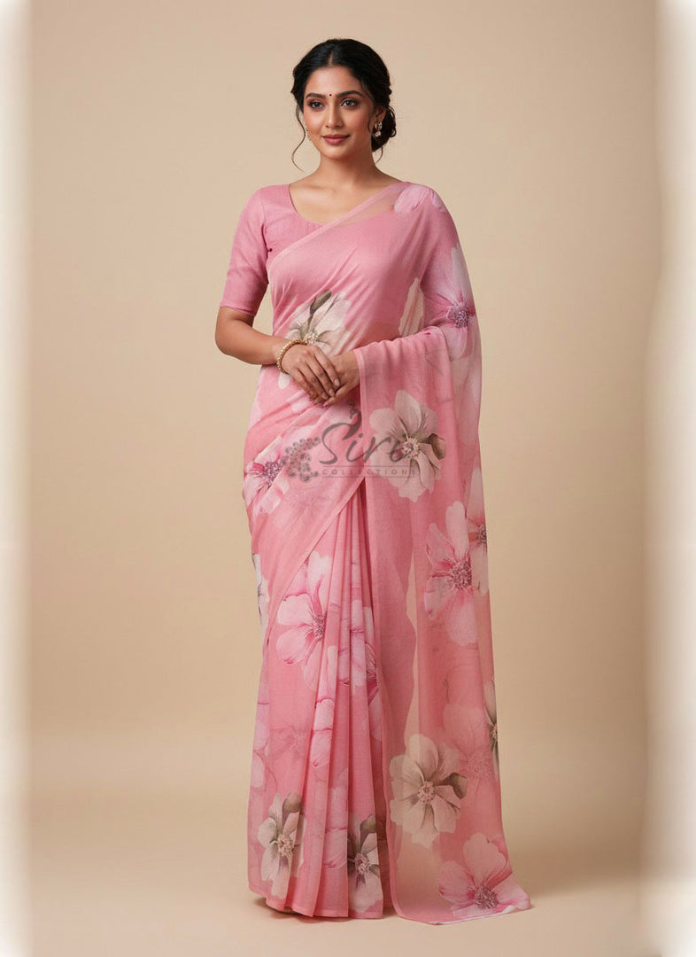 Beautiful Digital Print Premium Soft Siri Chiffon Saree