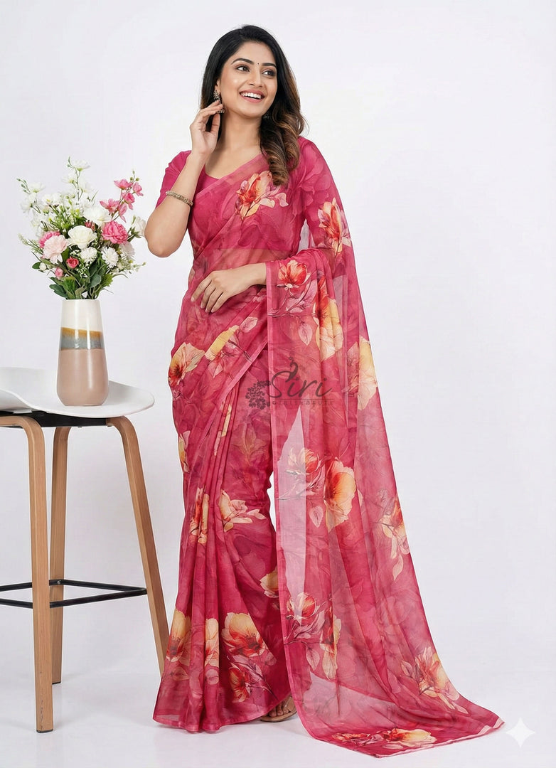Beautiful Digital Print Premium Soft Siri Chiffon Saree