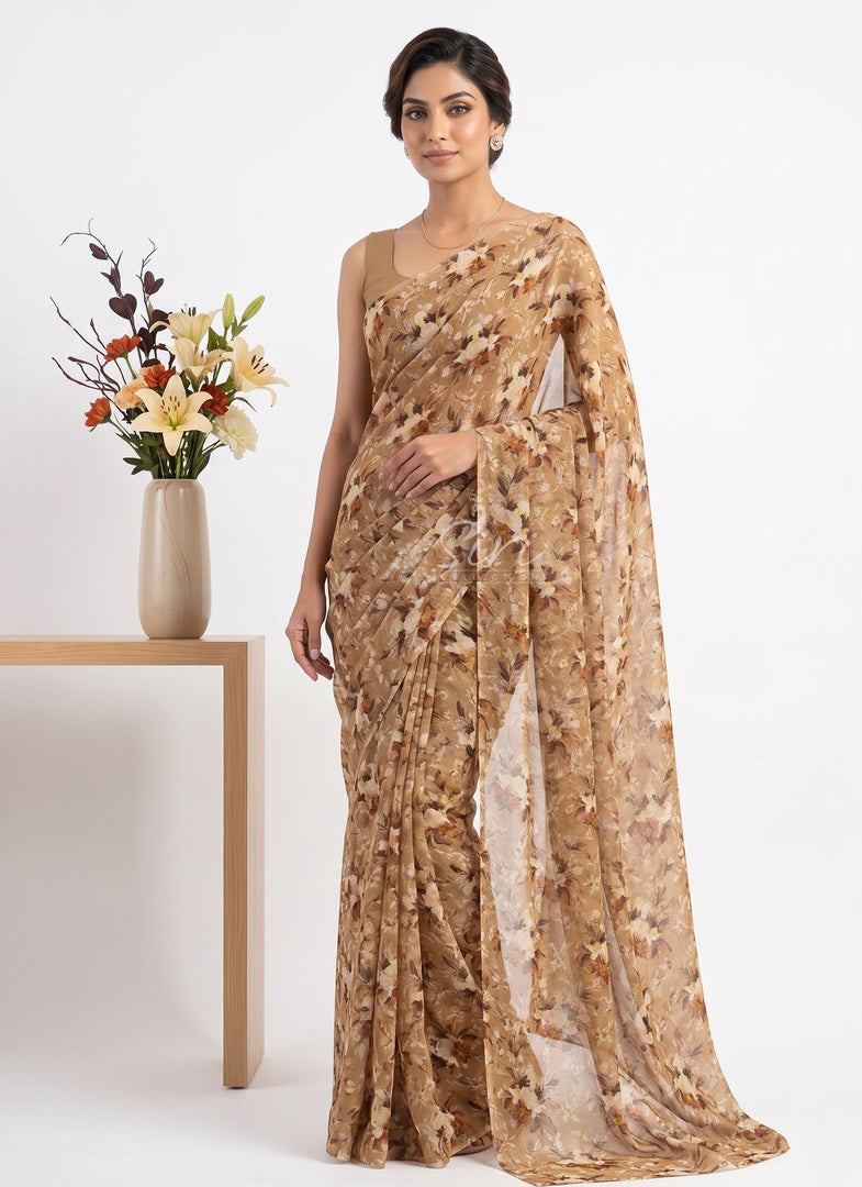 Digital Print Siri Chiffon Saree