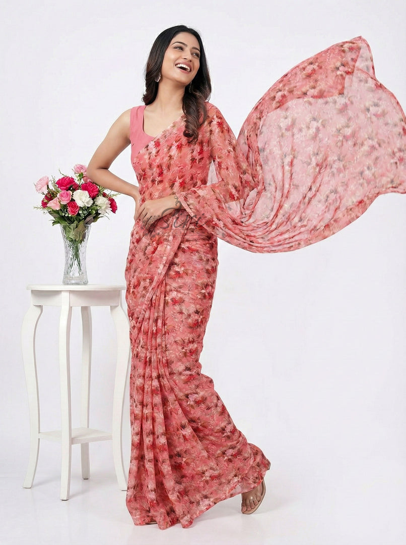 Beautiful Digital Print Premium Soft Siri Chiffon Saree