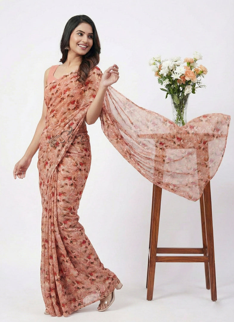 Beautiful Digital Print Premium Soft Siri Chiffon Saree