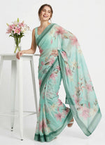 Load image into Gallery viewer, Beautiful Digital Print Soft Siri Chiffon Saree with Blouse