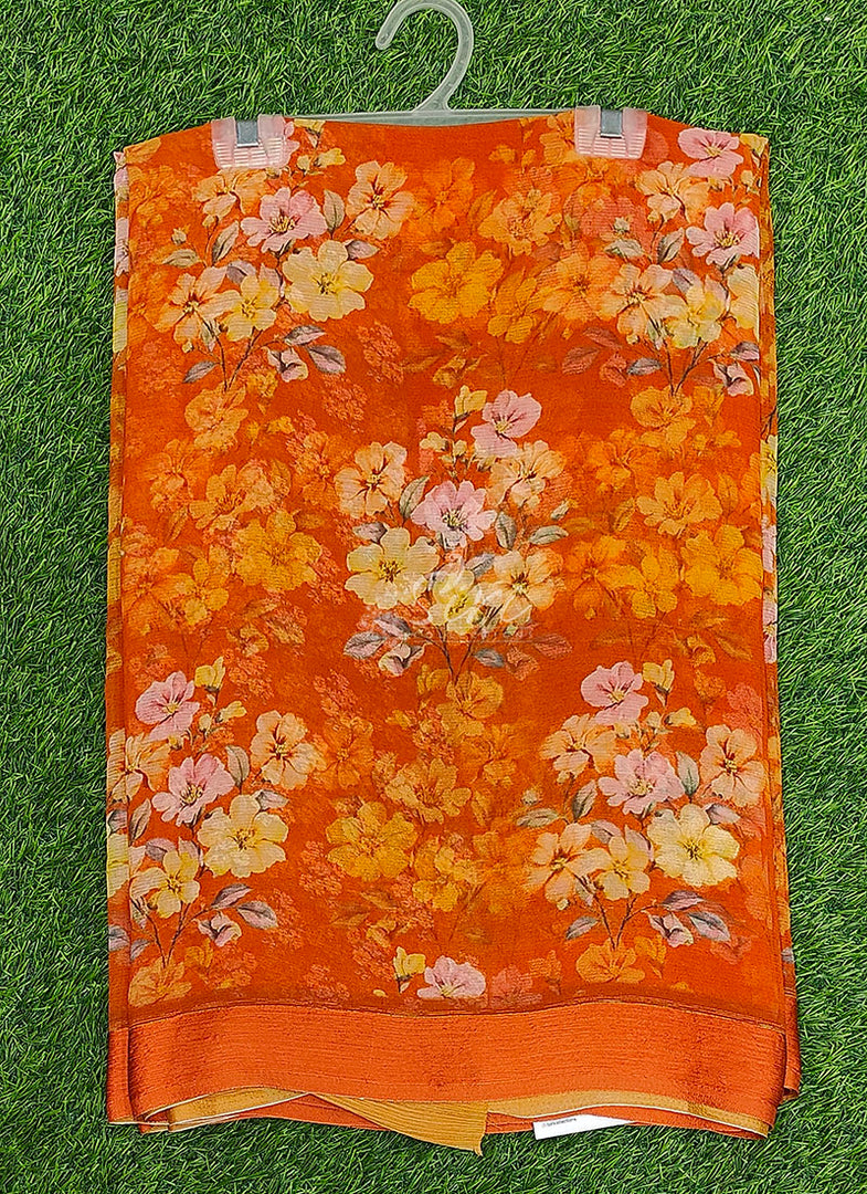 Beautiful Digital Print Soft Siri Chiffon Saree with Blouse