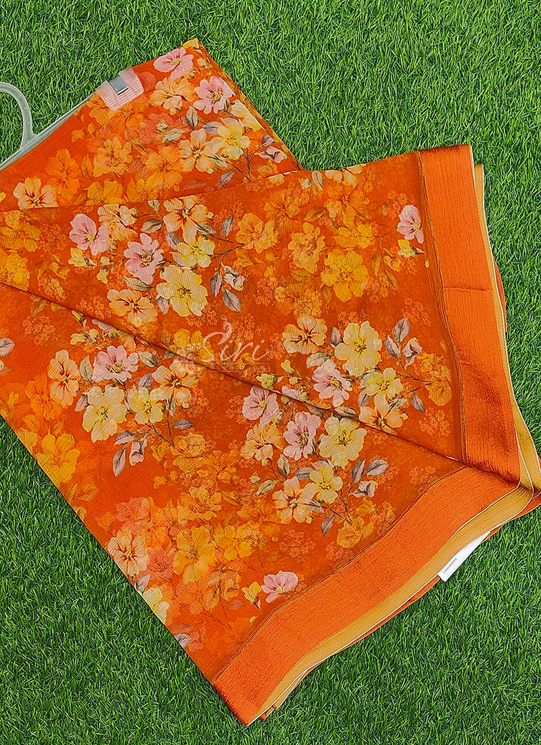 Beautiful Digital Print Soft Siri Chiffon Saree with Blouse