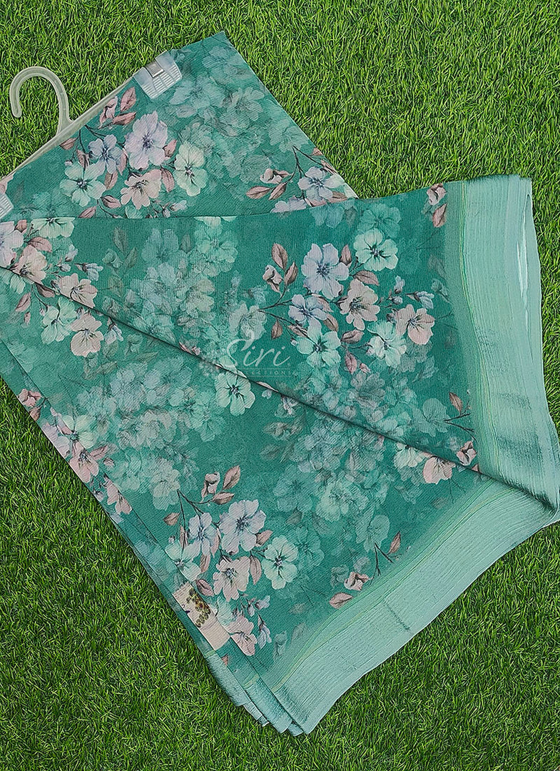 Beautiful Digital Print Soft Siri Chiffon Saree with Blouse