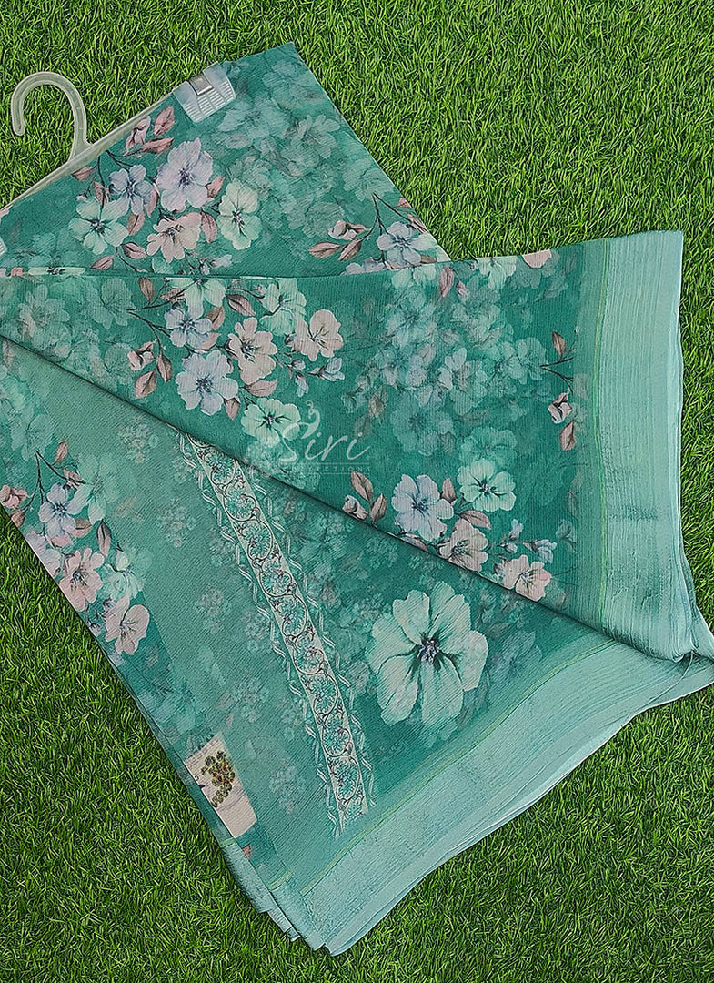 Beautiful Digital Print Soft Siri Chiffon Saree with Blouse