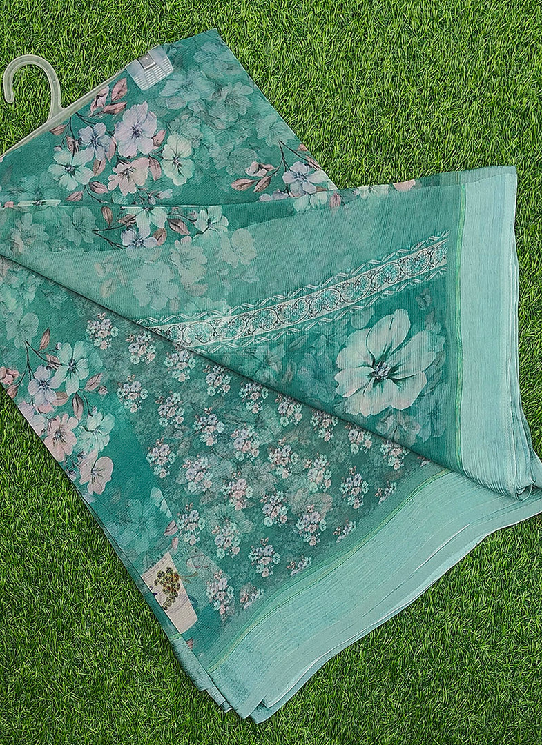 Beautiful Digital Print Soft Siri Chiffon Saree with Blouse