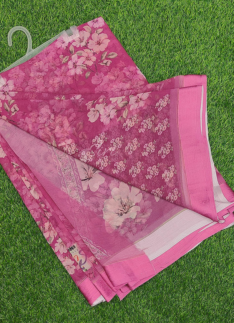 Beautiful Digital Print Soft Siri Chiffon Saree with Blouse
