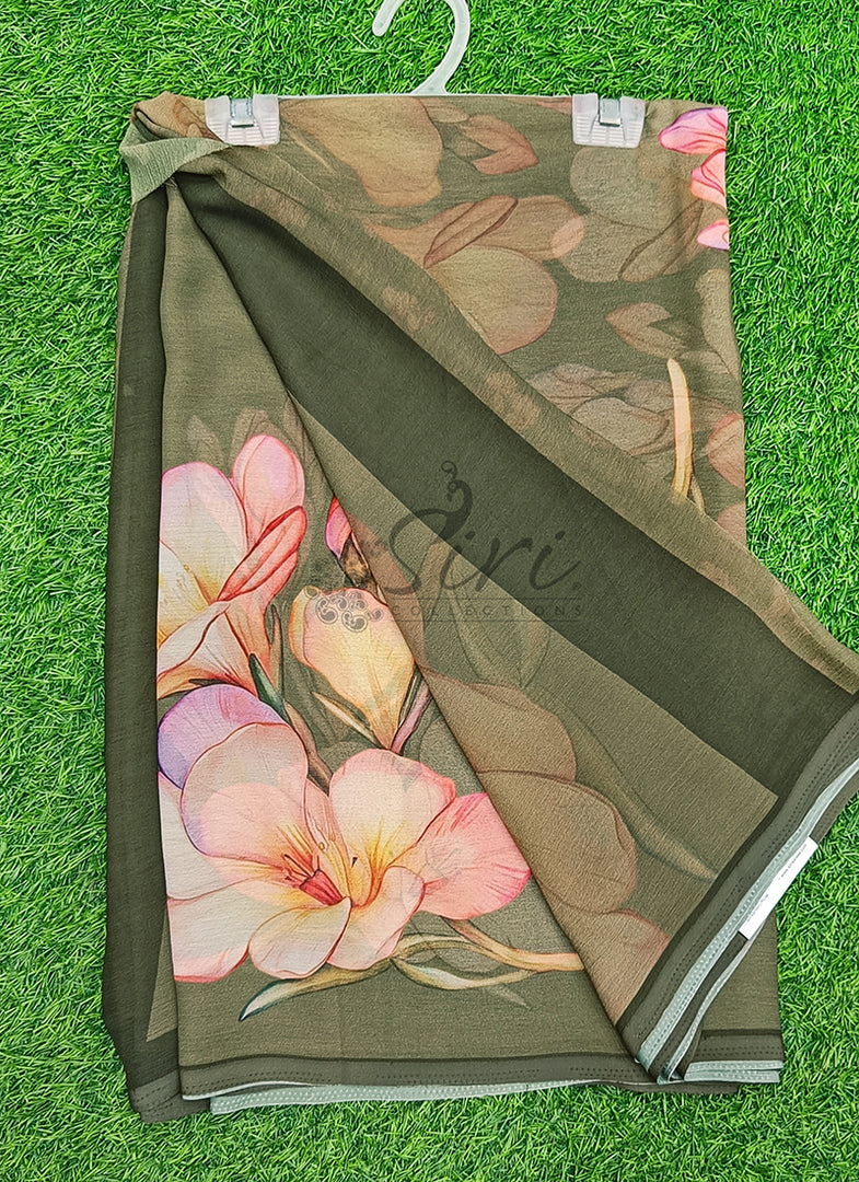 Beautiful Digital Print Soft Siri Chiffon Saree with Blouse