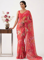 Load image into Gallery viewer, Beautiful Digital Print Soft Siri Chiffon Saree with Blouse