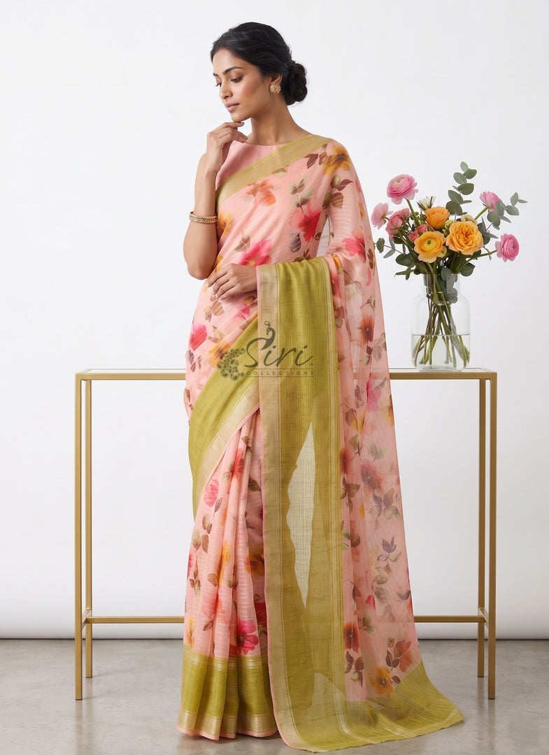 Beautiful Digital Print Soft Siri Chiffon Saree with Blouse