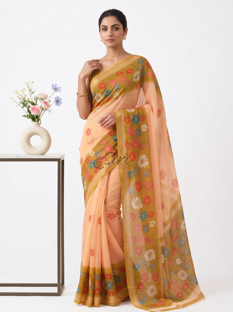 Beautiful Digital Print Soft Siri Chiffon Saree with Blouse