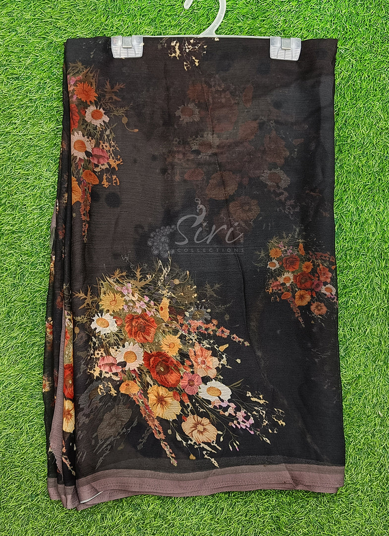 Siri Collections Digital Print Soft Siri Chiffon Saree with Blouse