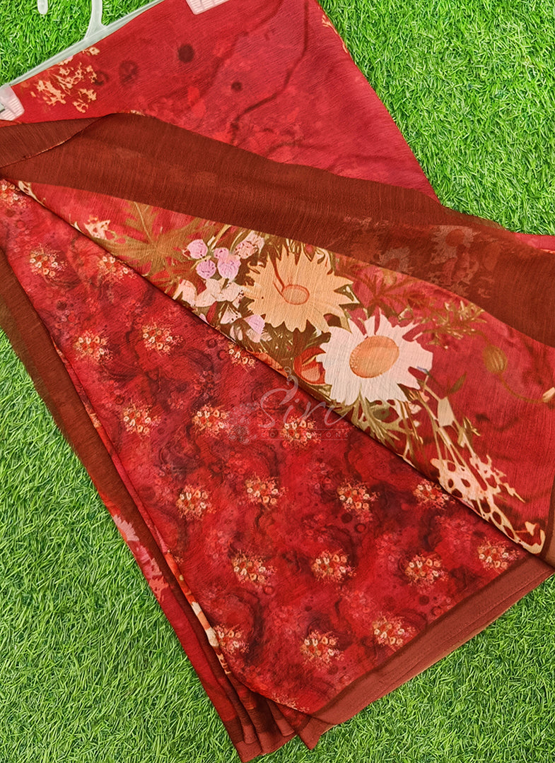 Siri Collections Digital Print Soft Shaded Siri Chiffon with Blouse