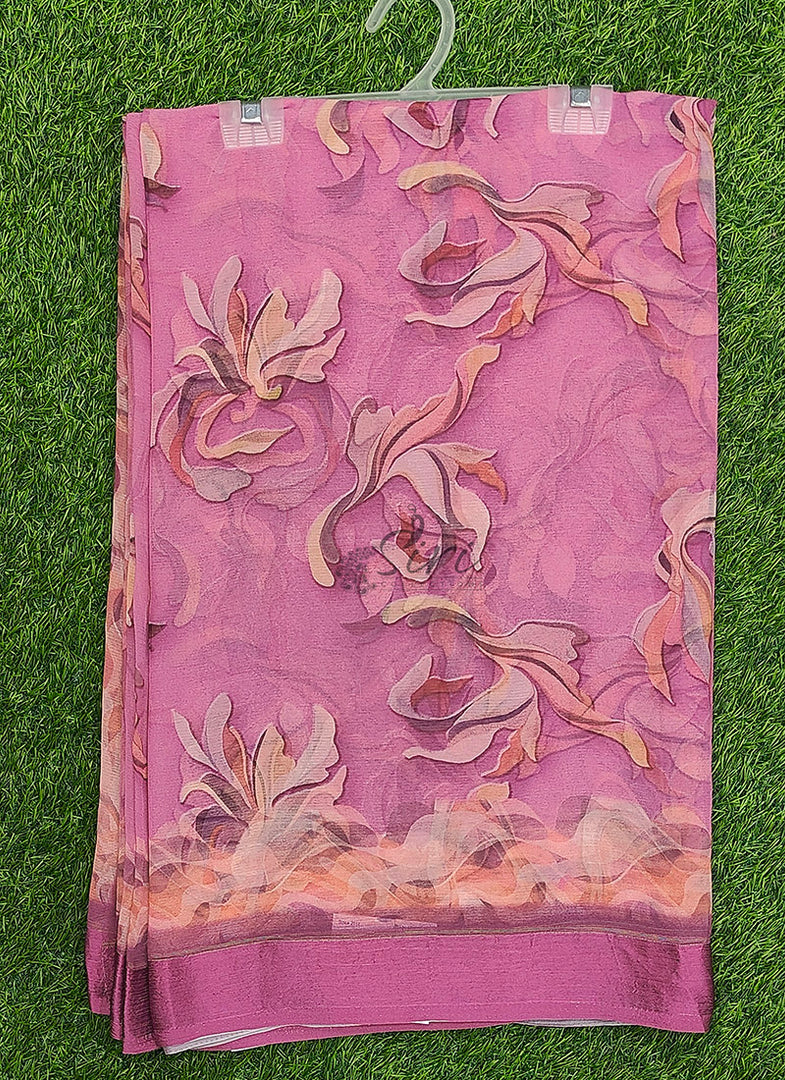 Siri Collections Digital Print Soft Siri Chiffon Saree with Blouse