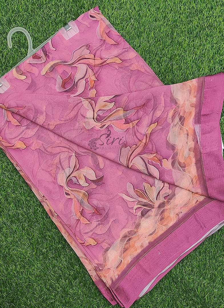 Siri Collections Digital Print Soft Siri Chiffon Saree with Blouse