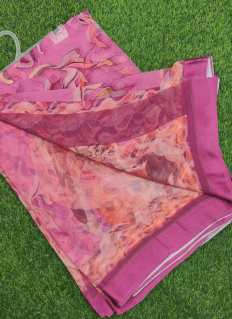 Siri Collections Digital Print Soft Siri Chiffon Saree with Blouse
