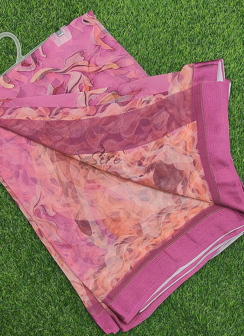 Siri Collections Digital Print Soft Siri Chiffon Saree with Blouse