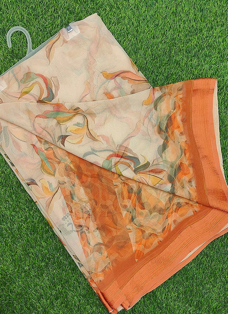 Siri Collections Digital Print Soft Siri Chiffon Saree with Blouse