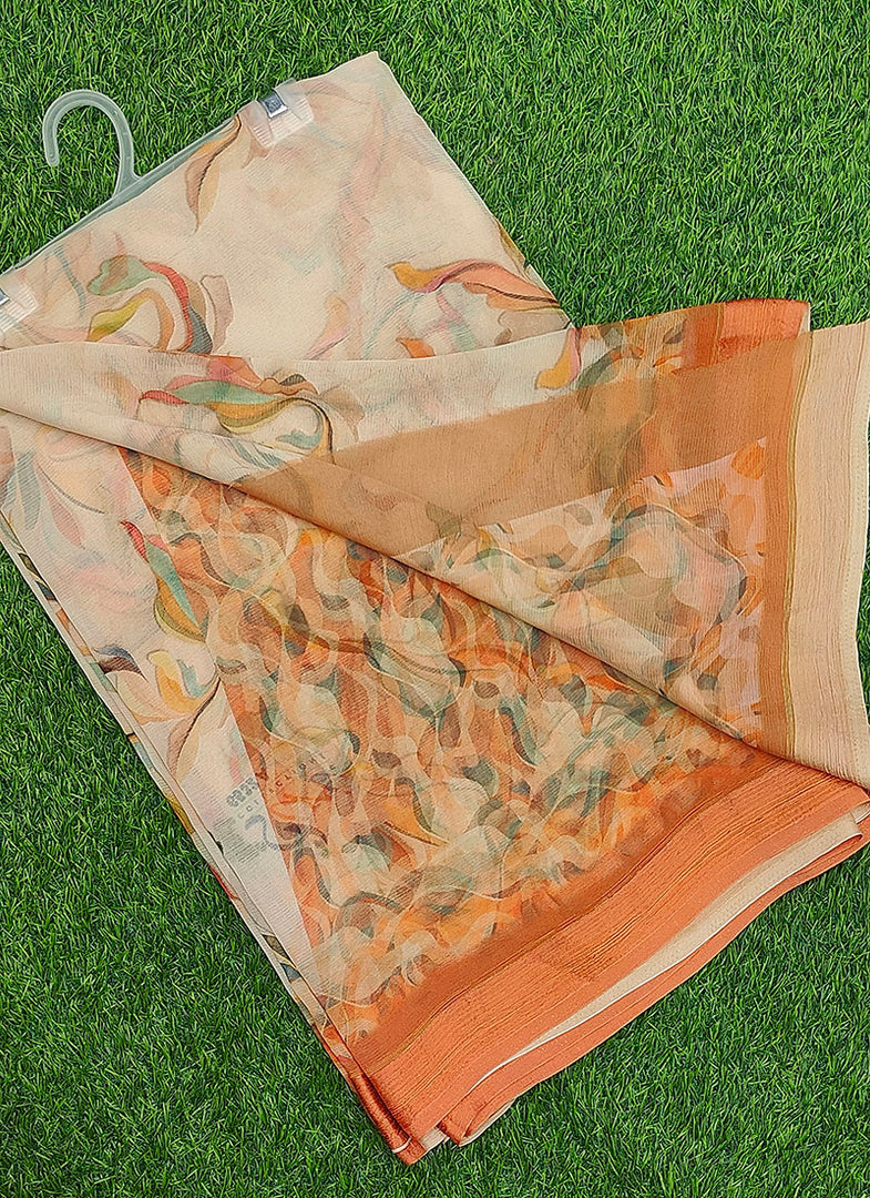 Siri Collections Digital Print Soft Siri Chiffon Saree with Blouse
