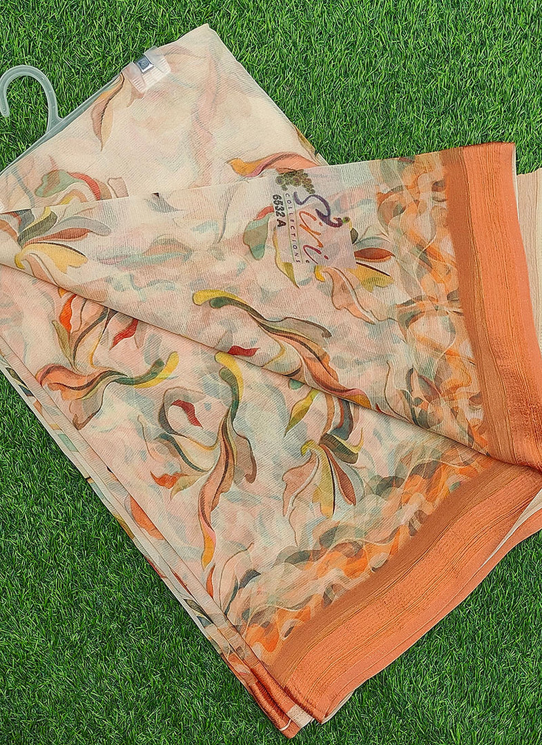 Siri Collections Digital Print Soft Siri Chiffon Saree with Blouse
