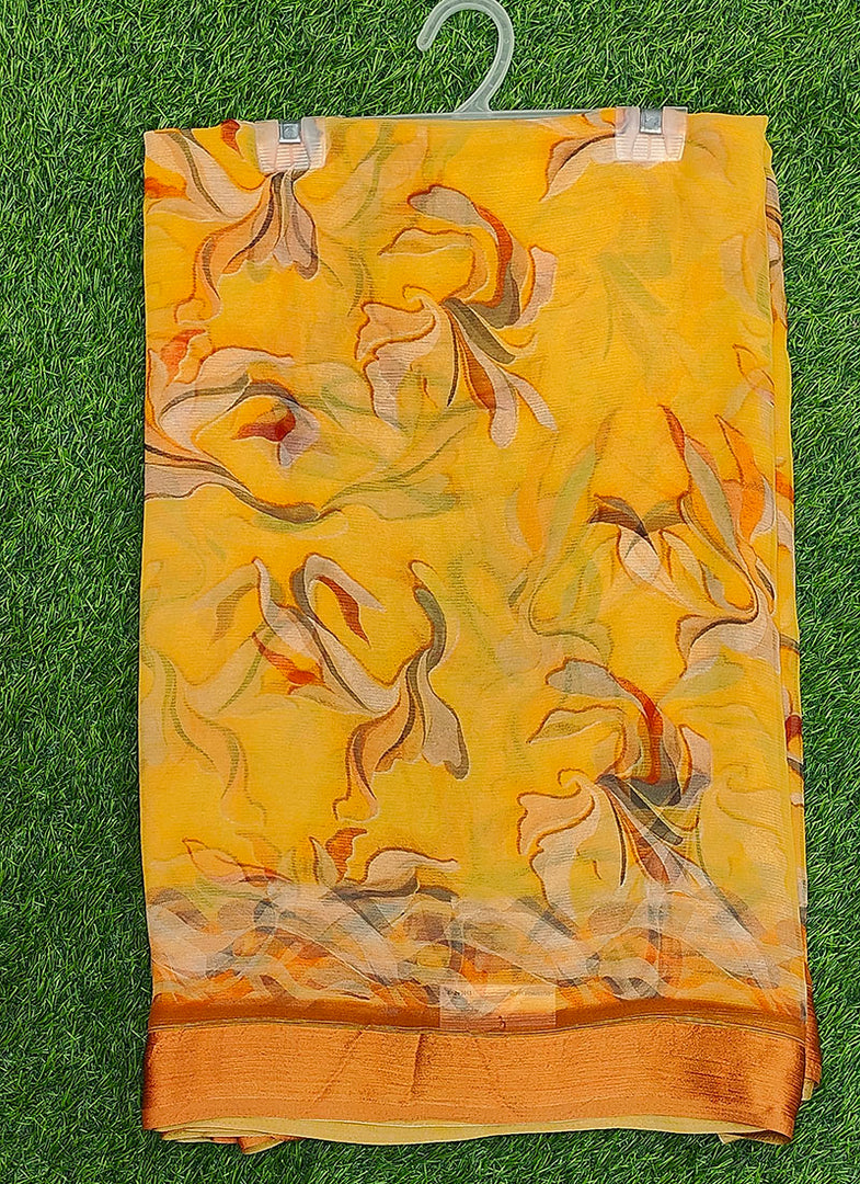 Siri Collections Digital Print Soft Siri Chiffon Saree with Blouse
