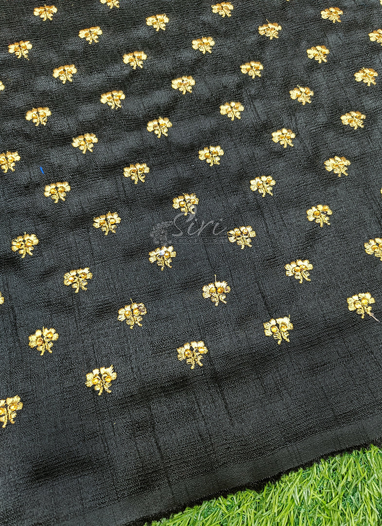 Lovely Raw Silk Fabric in Embroidery Stone Work