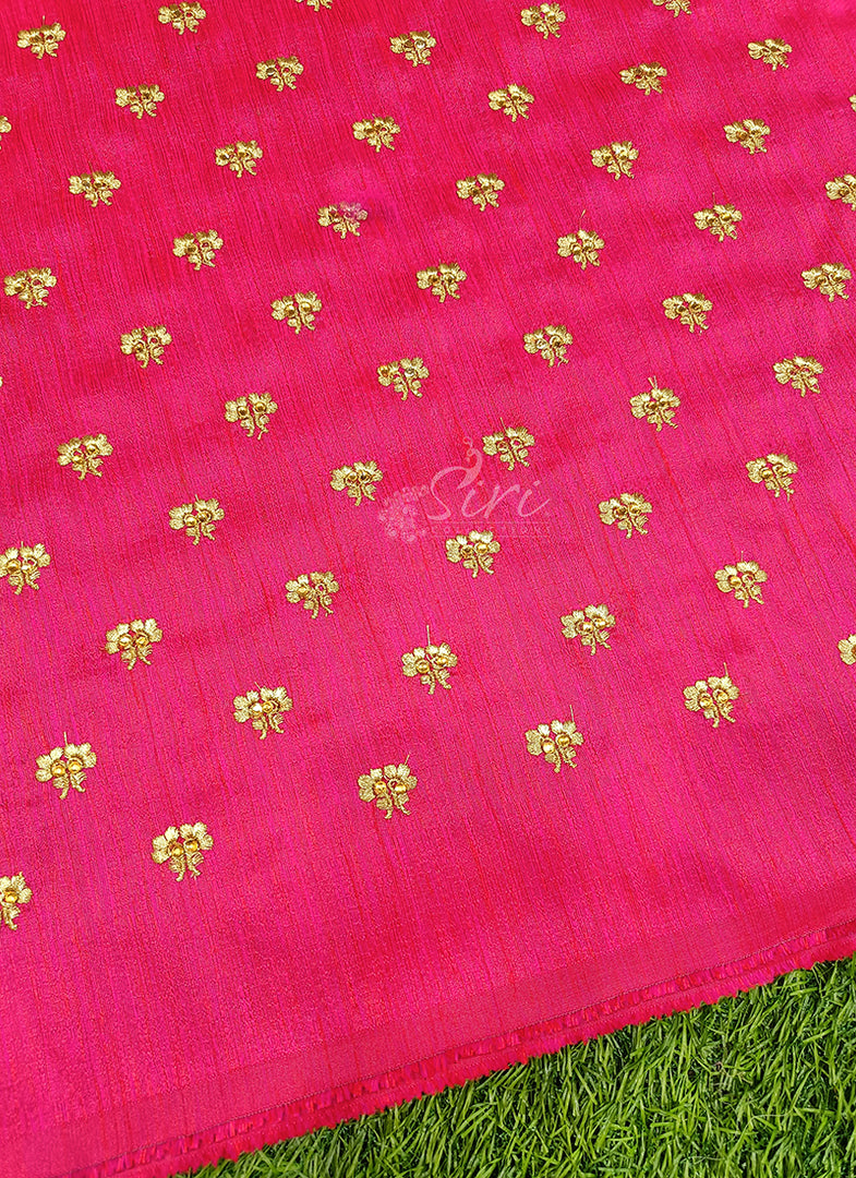 Lovely Raw Silk Fabric in Embroidery Stone Work