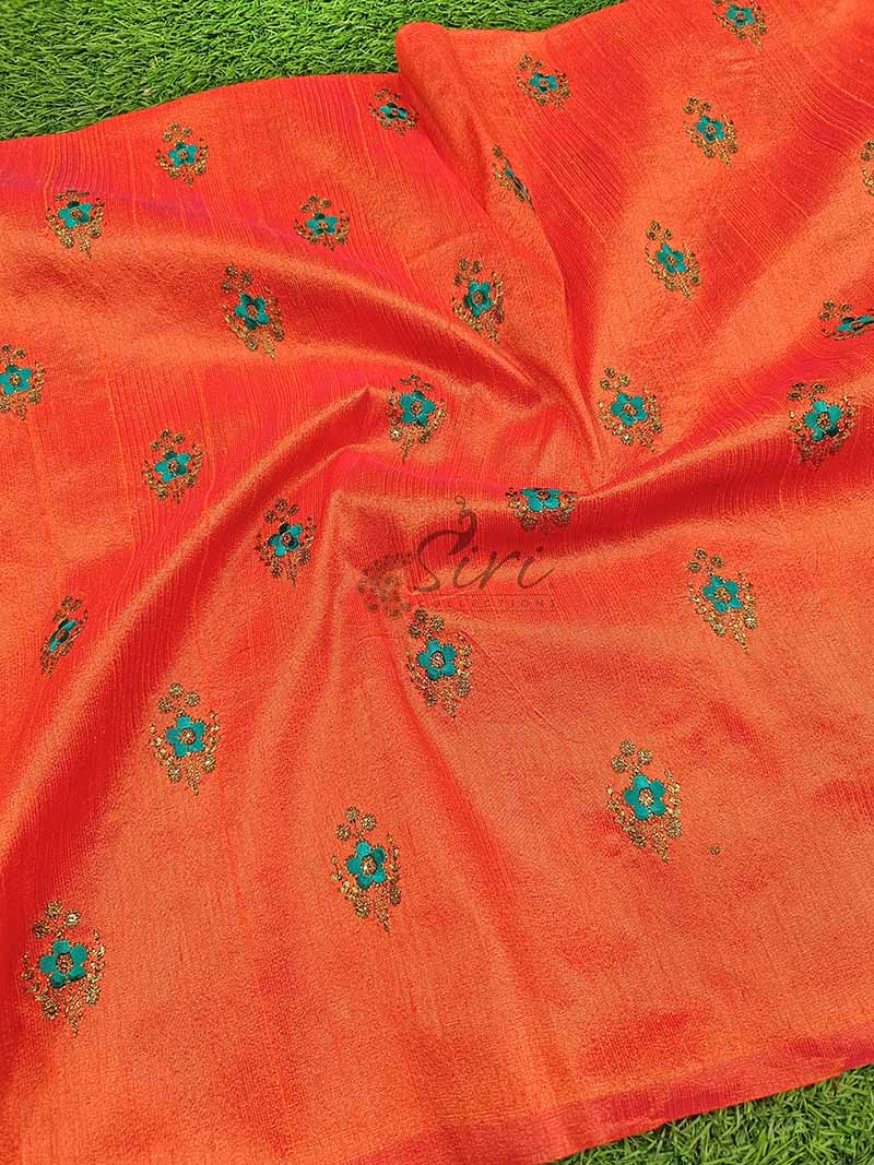 Lovely Raw Silk Fabric in Embroidery Work Butis