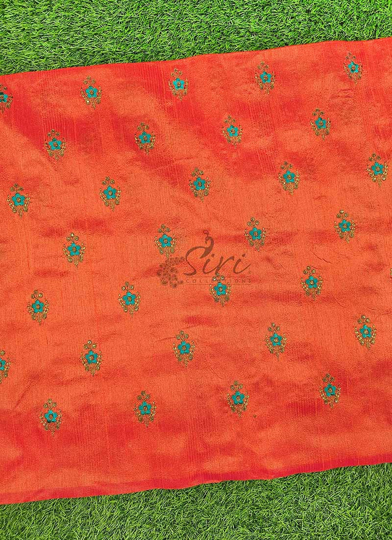 Lovely Raw Silk Fabric in Embroidery Work Butis