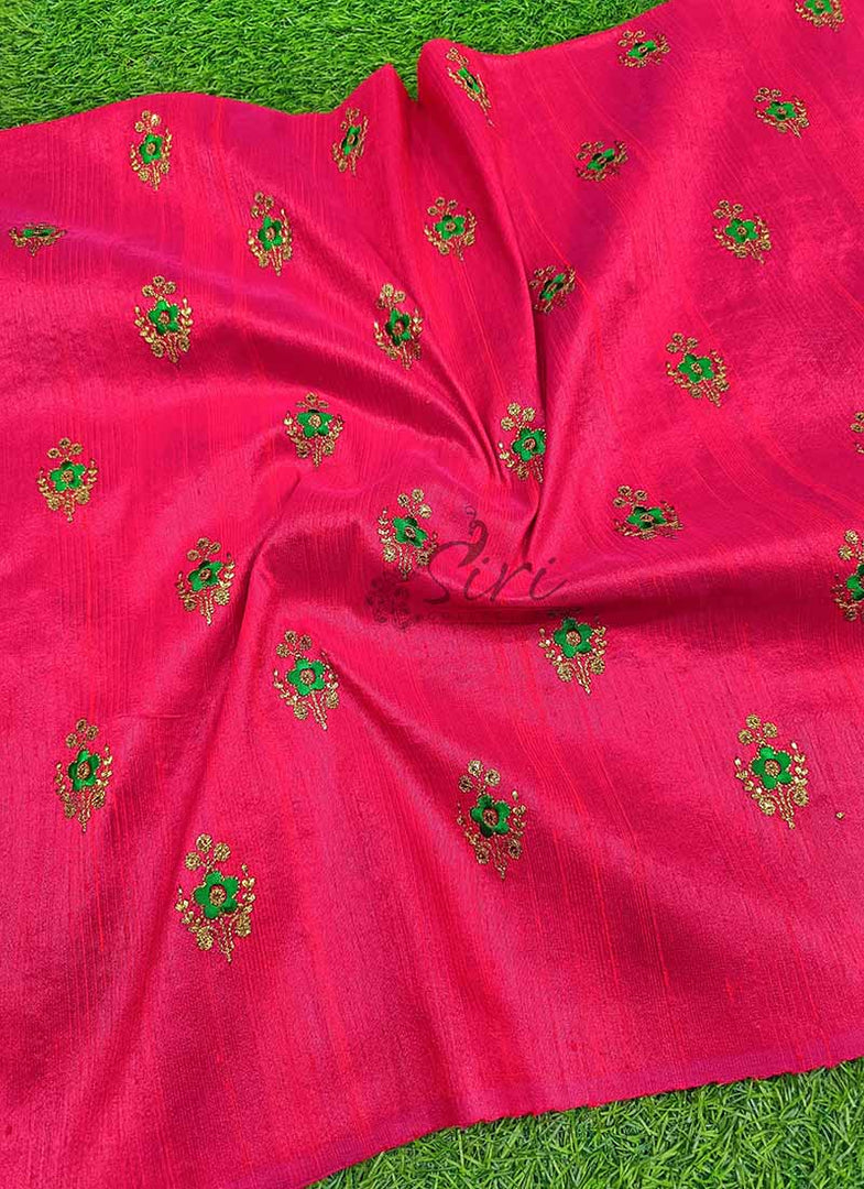 Lovely Raw Silk Fabric in Embroidery Work Butis