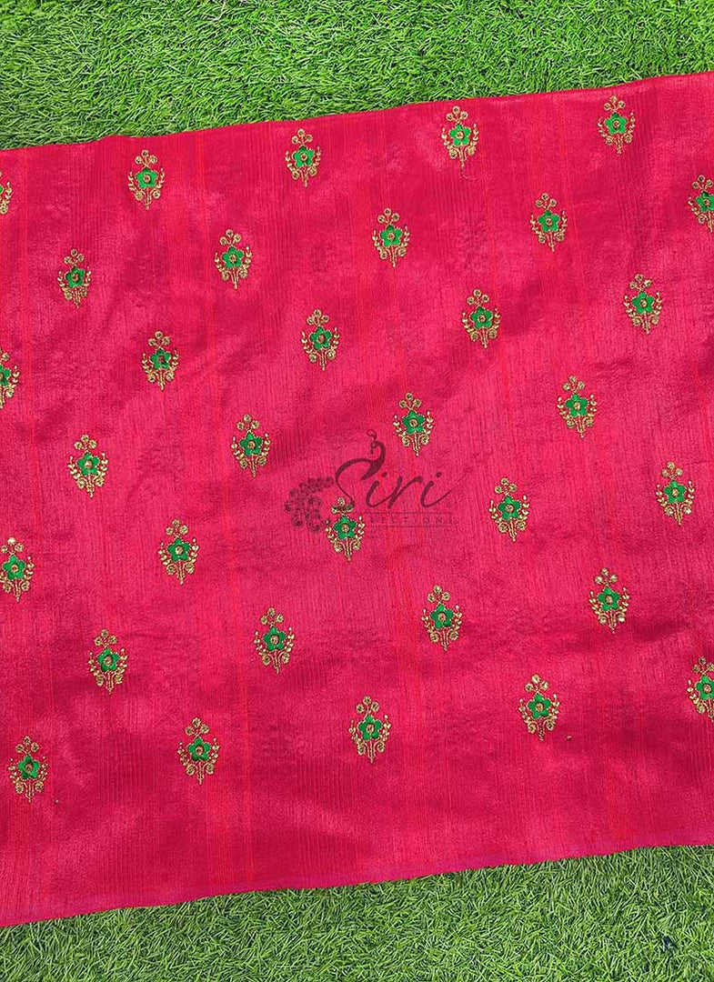 Lovely Raw Silk Fabric in Embroidery Work Butis