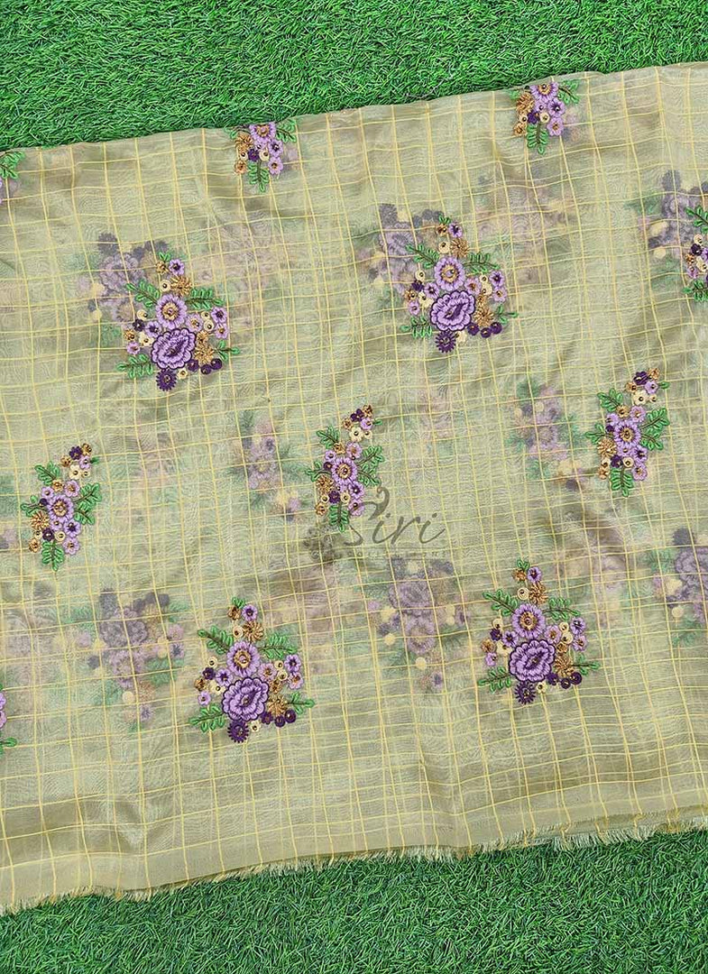 Beautiful Organza Fabric in Embroidery Work Motifs