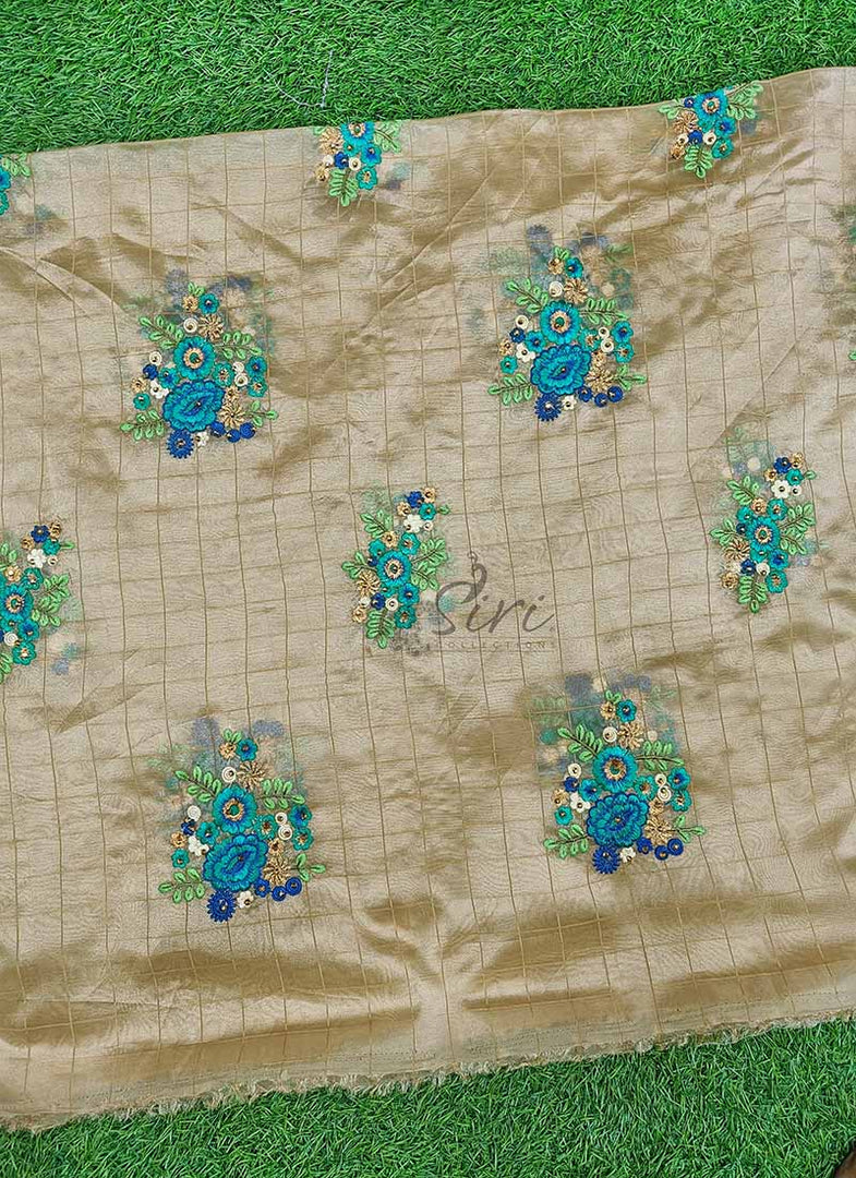 Beautiful Organza Fabric in Embroidery Work Motifs