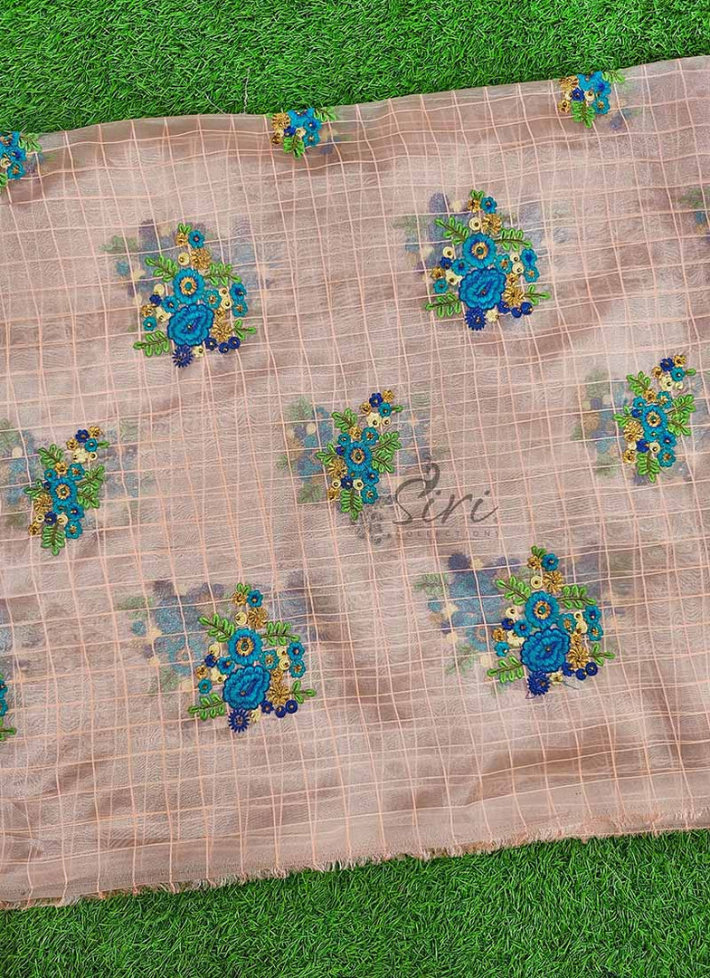 Beautiful Organza Fabric in Embroidery Work Motifs