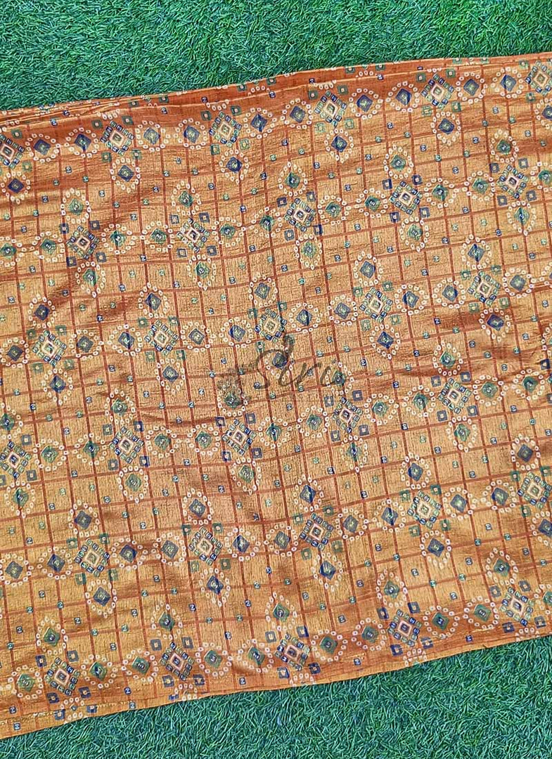 Fancy Printed Silk Fabric in Bandhini Design