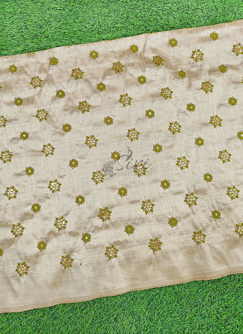 Lovely Semi Tussar Fabric in Embroidery Work Butis